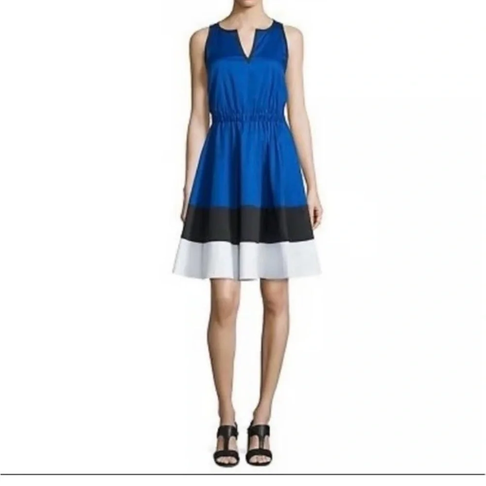 Kate Spade Cobalt Blue Colorblock Dress Sleeveless Fit Flare Size 4